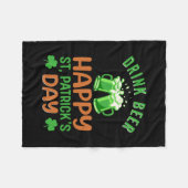 アイリッシュドリンクビアハッピーセントパトリックSデイ フリースブランケット (正面(横))