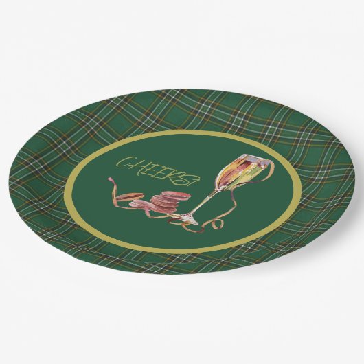 アイリッシュナショナルタータンチェックシャンパン応援 ペーパープレート (アングル)
