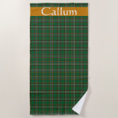アイリッシュナショナルタータンチェック パーソナライズされた ビーチタオル (正面)