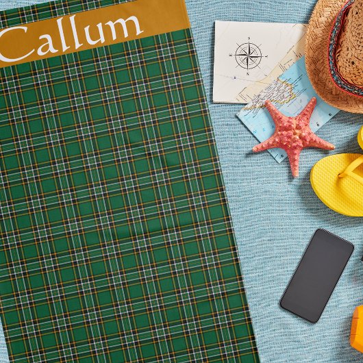 アイリッシュナショナルタータンチェック パーソナライズされた ビーチタオル