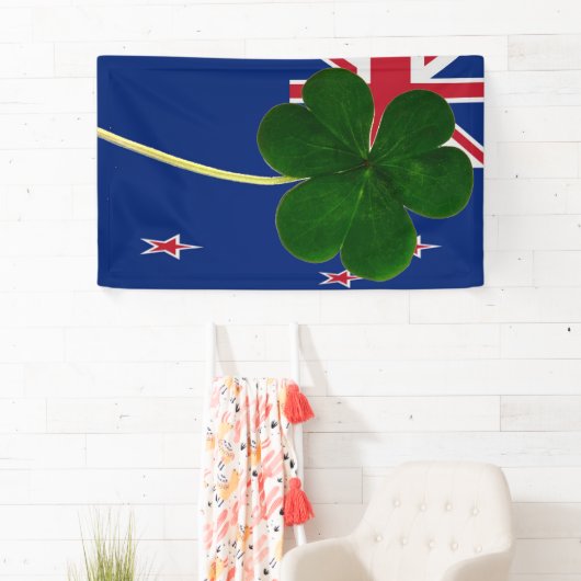 アイリッシュニュージーランド国旗シャムロッククローバーセントパトリック 横断幕 (インサイチュ)