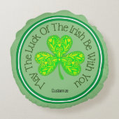 アイリッシュネオンシャムロックラウンドピローの幸運 ラウンドクッション (裏面)