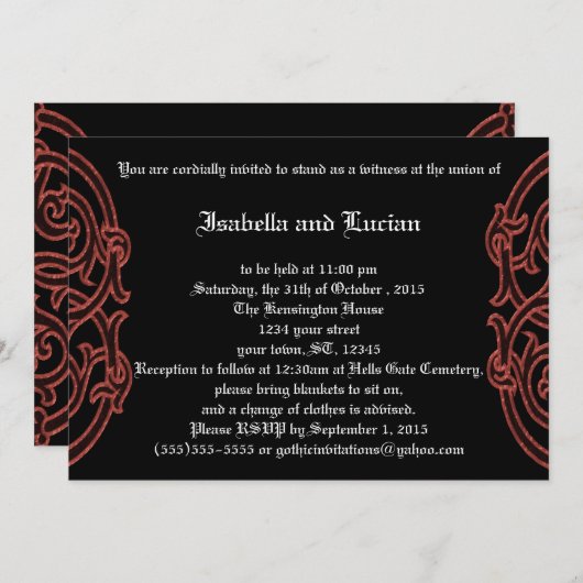 アイリッシュノットと詩ゴシック結婚式招待状 招待状 (正面/裏面)