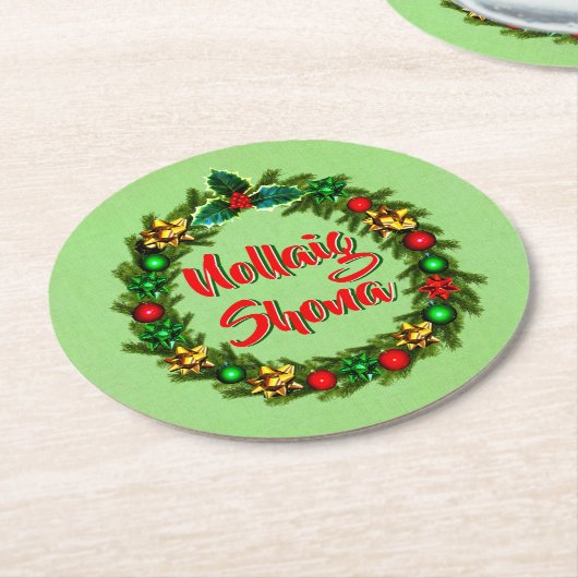 アイリッシュノーライクショーナメリークリスマス ラウンドペーパーコースター (アングル)