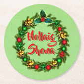 アイリッシュノーライクショーナメリークリスマス ラウンドペーパーコースター (正面)