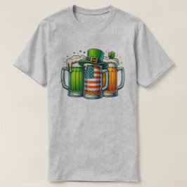🇮🇪アイリッシュハット、アメリカ国旗とビール Tシャツ