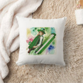 アイリッシュハーピストウィズシャームロックハット装飾用クッション クッション (ブランケット)