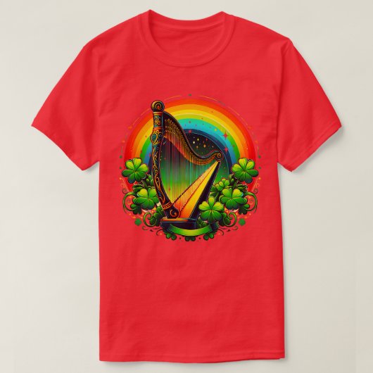 アイリッシュハープヘラ祝ドライSt patricks Tシャツ (デザイン正面)