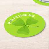 アイリッシュパブグリーンシャームロック ラウンドペーパーコースター (アングル)