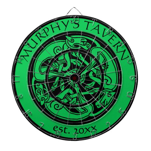 アイリッシュパブセルティックドッグズブラック&グリーンセントパトリックバー ダーツボード (正面)