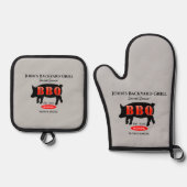 アイリッシュパブバータバーンBBQオーブンミット&ポットホルダーセ 鍋つかみ&鍋敷きセット (正面)