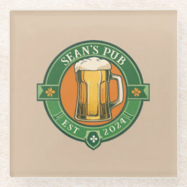 アイリッシュパブパーソナライズされたコースター付きカスタム文字 ガラスコースター