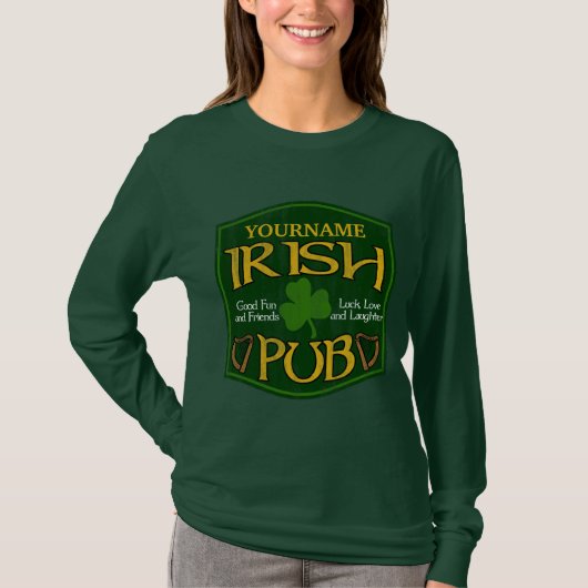 アイリッシュパブパーソナライズされたサインSt patricks day Tシャツ (正面)