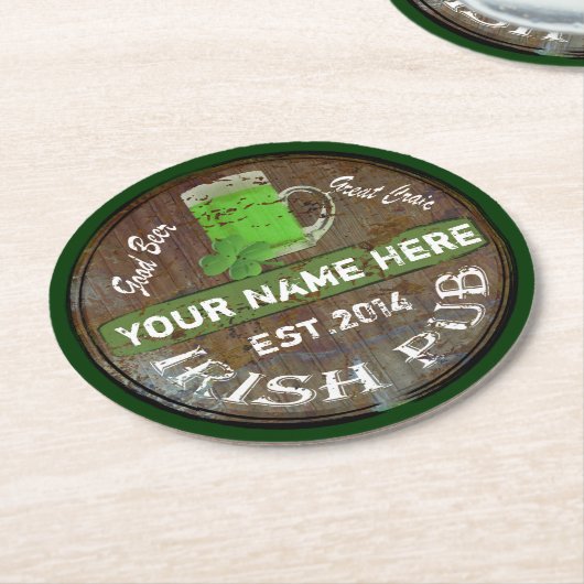 アイリッシュパブビール樽 ラウンドペーパーコースター (アングル)