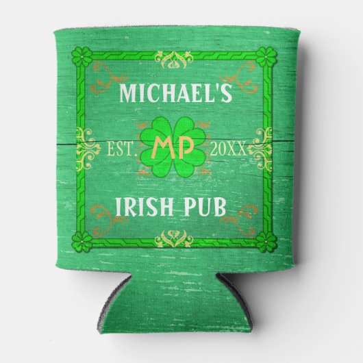 アイリッシュパブ名前をカスタムするホームバーグリーンセントパトリック 缶クーラー (正面)