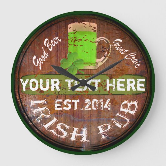 アイリッシュパブ看板 ラージ壁時計 (正面)