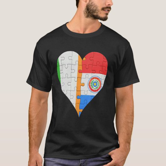 アイリッシュパラグアイ国旗のハート Tシャツ (正面)