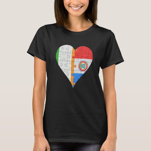 アイリッシュパラグアイ国旗のハート Tシャツ (正面)