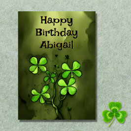 アイリッシュパーソナライズされたクローバー誕生日の運 カード