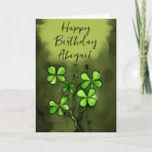 アイリッシュパーソナライズされたクローバー誕生日の運 カード (正面)