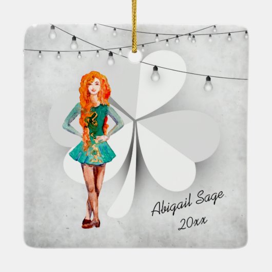 アイリッシュパーソナライズされたダンスクローバークリスマス セラミックオーナメント (裏面)