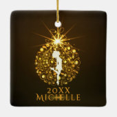アイリッシュパーソナライズされたダンスゴールデンクリスマス セラミックオーナメント (裏面)