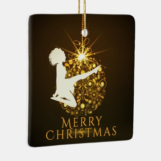アイリッシュパーソナライズされたダンスゴールデンクリスマス セラミックオーナメント (右)