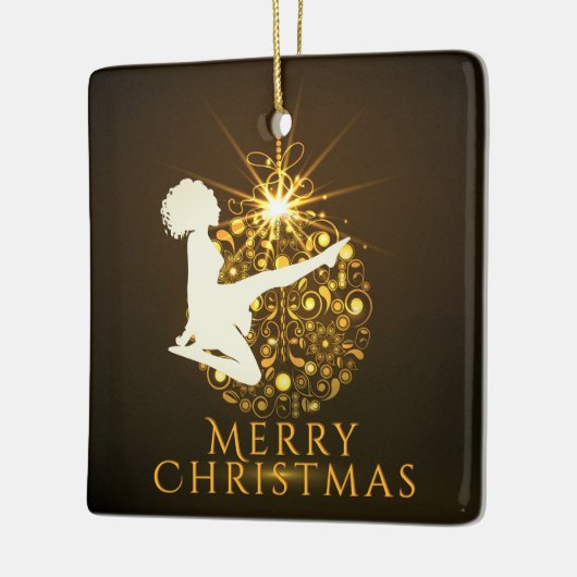 アイリッシュパーソナライズされたダンスゴールデンクリスマス セラミックオーナメント (左)