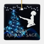 アイリッシュパーソナライズされたダンスソフトシューブルークリスマス セラミックオーナメント (裏面)