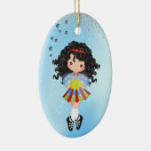 アイリッシュパーソナライズされたダンスブラックヘアガールクリスマス セラミックオーナメント (右)