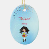 アイリッシュパーソナライズされたダンスブラックヘアガールクリスマス セラミックオーナメント (裏面)