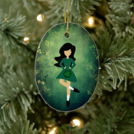 アイリッシュパーソナライズされたダンスブラックヘアクリスマス セラミックオーナメント