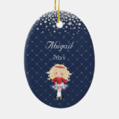 アイリッシュパーソナライズされたダンスブロンドガールクリスマス セラミックオーナメント (裏面)