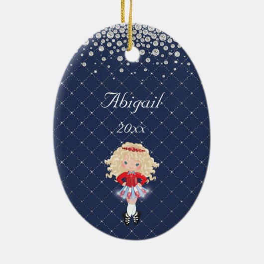アイリッシュパーソナライズされたダンスブロンドガールクリスマス セラミックオーナメント (裏面)