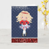 アイリッシュパーソナライズされたダンスブロンドガール誕生日 カード (黄色い花)