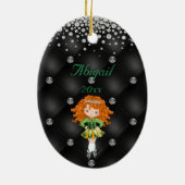アイリッシュパーソナライズされたダンスレッドヘッドガールクリスマス セラミックオーナメント (裏面)
