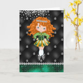 アイリッシュパーソナライズされたダンスレッドヘッドガール誕生日 カード (黄色い花)