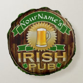 アイリッシュパーソナライズされたパブサインセントパトリックの日 ラウンドクッション (裏面)