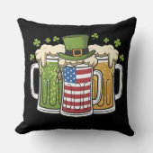 アイリッシュビアアイルランドUSA米国国旗セントパトリック クッション (正面)