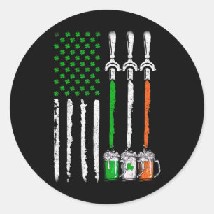 アイリッシュビールアイルランドアメリカ国旗St patricks dayM ラウンドシール