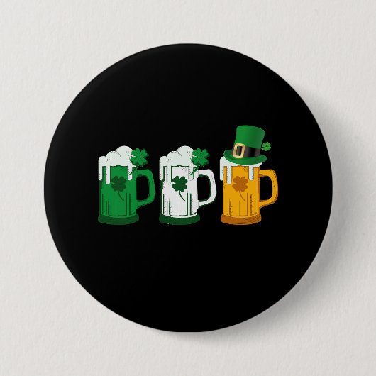 アイリッシュビールアイルランド国旗St patricks day・レプラシャン 缶バッジ (正面)