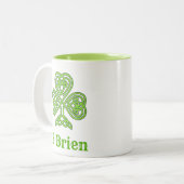 アイリッシュファミリーネームセルティック伝統シャムロック ツートーンマグカップ (正面左)