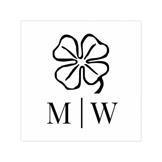 アイリッシュフォー結婚リーフクローバーのカップルイニシャル セルフインキングスタンプ (デザイン)