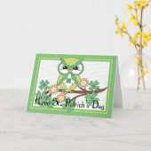 アイリッシュフクロウHappy St. Patrick's Day Greeting Card カード (黄色い花)