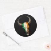 アイリッシュフラッグブルスカルオンブラック ラウンドシール (封筒)