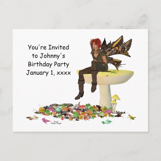 アイリッシュボーイフェアオンマッシュルーム誕生日葉書 ポストカード (正面)