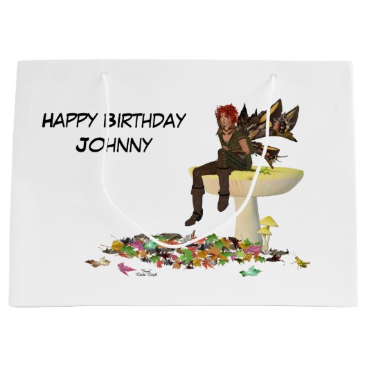 アイリッシュボーイフェアリーオンマッシュルーム抱き枕 ラージペーパーバッグ (正面)