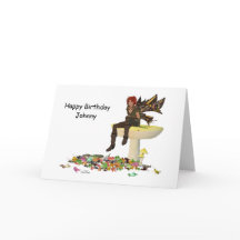 アイリッシュボーイフェアリーオンマッシュルーム誕生日カード