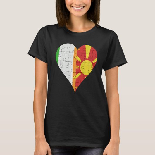 アイリッシュマケドニア国旗のハート Tシャツ (正面)
