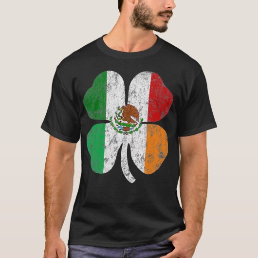アイリッシュメキシコ国旗アイルランドメキシコシャムロックセント Tシャツ (正面)